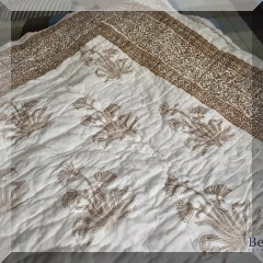 N07. Brown and white quilt from India. Size Full/Queen. - $30